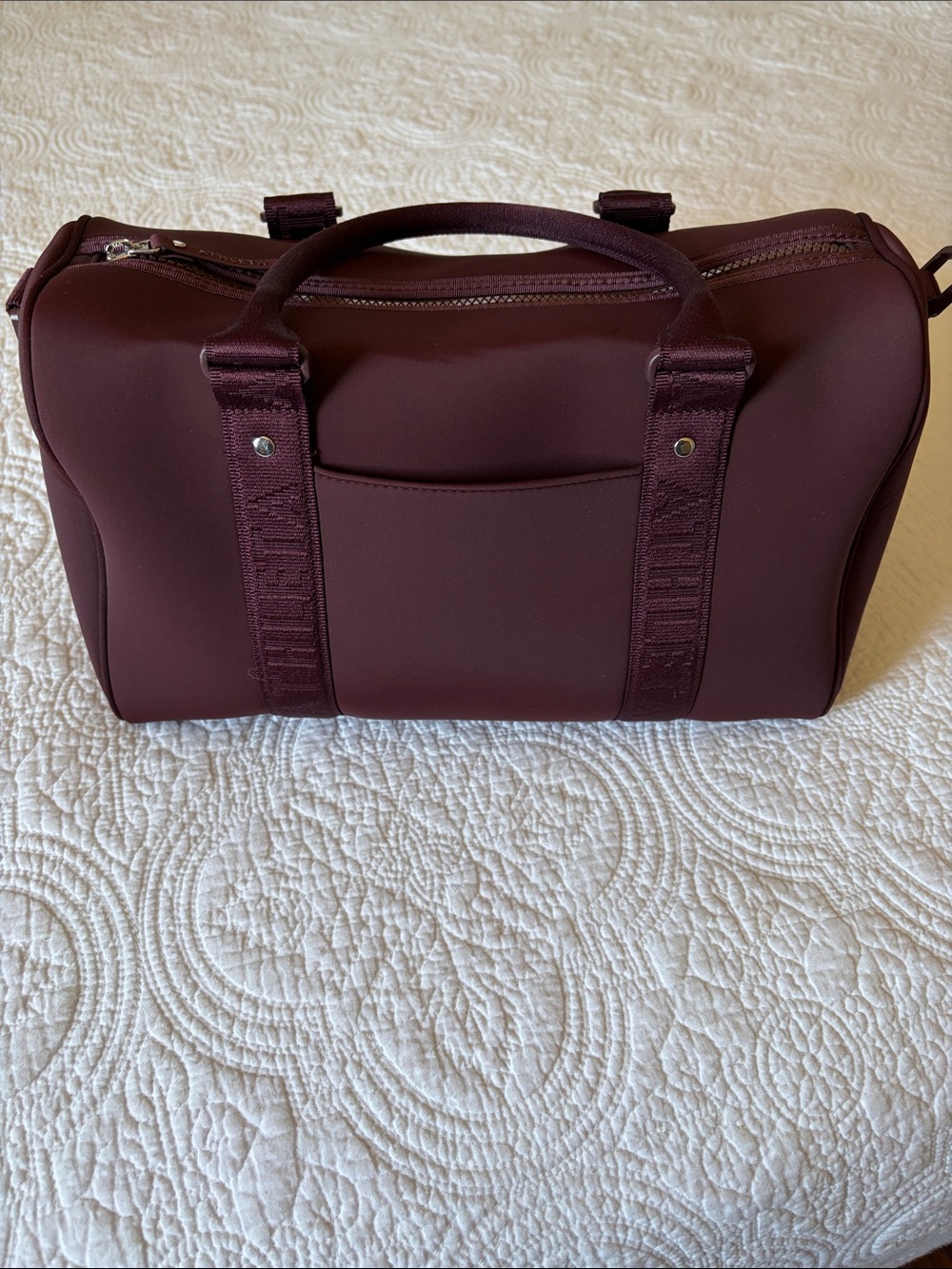 Athleta Diem Speedster Satchel in Burgundy Neoprene with Crossbody Strap